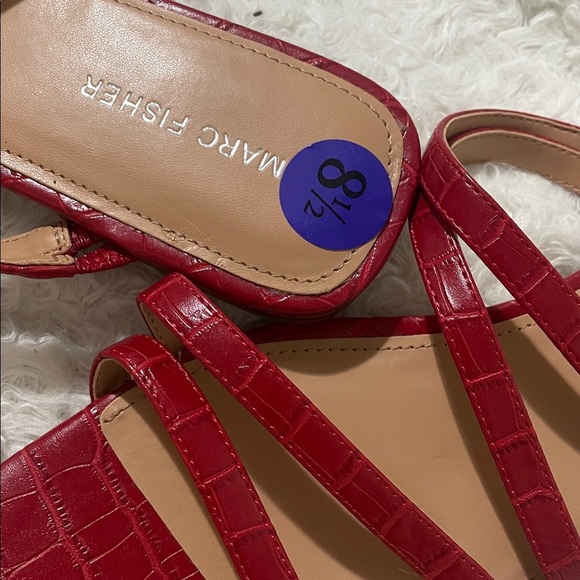 Marc Fisher Crimson Croc-Embossed Sandals - Picture 5 of 10